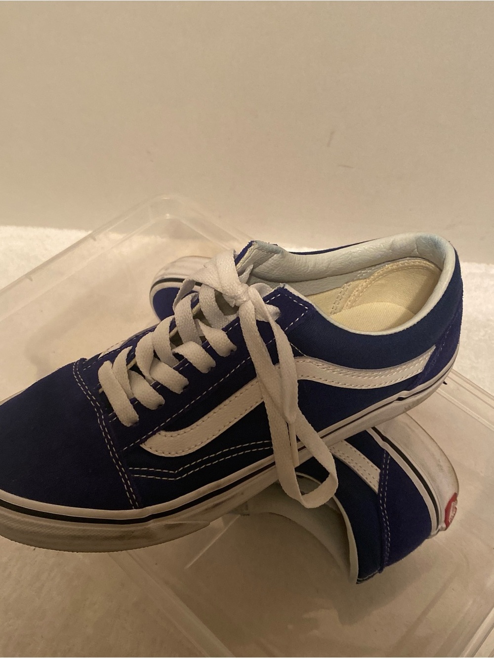 Vans Old Skool Blue and White Suede Canvas Sneakers